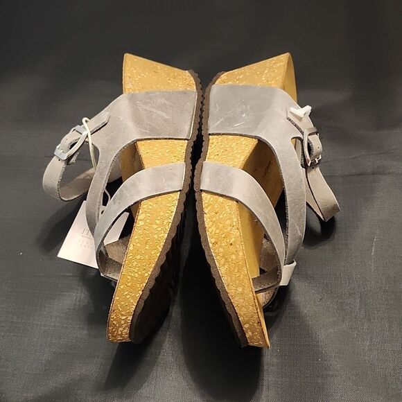 BRAND BIO-GOLD CORK WEDGE  GEOMETRIC CUTE OUT OPEN-TOE SANDAL R3 - Picture 8 of 15